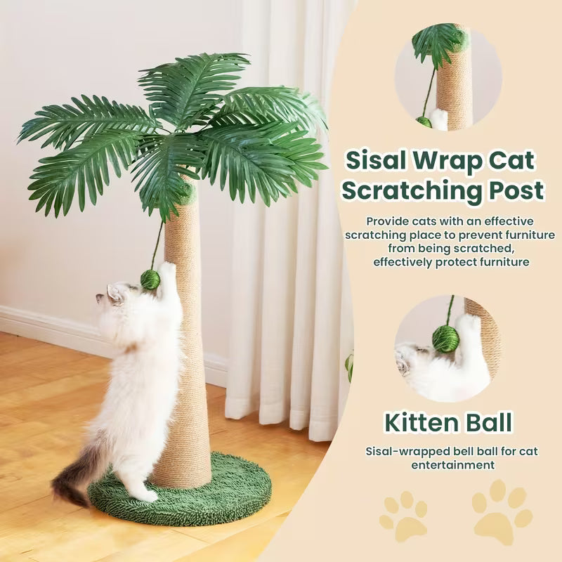 TSCOMON 43" Cat Scratching Post with Sisal & Hanging Toys