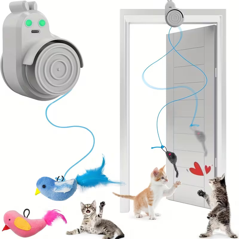 Interactive Electric Flying Bird Cat Toy with Feather Teaser
