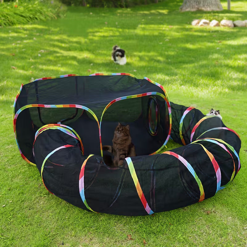 Outdoor Cat Enclosure - Portable Catio Outdoor Cat Tent - Cage Free Outside Cat Playpen Pet Enclosure - Enclosed Cat Run - Cat Tunnel Outdoor Cat Tunnels for Indoor Cats & Small Animals