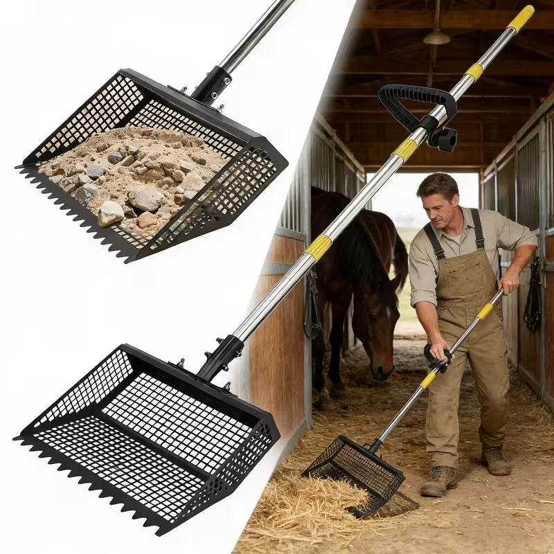 2-in-1 Horse & Chicken Poop Scooper with Adjustable Handle