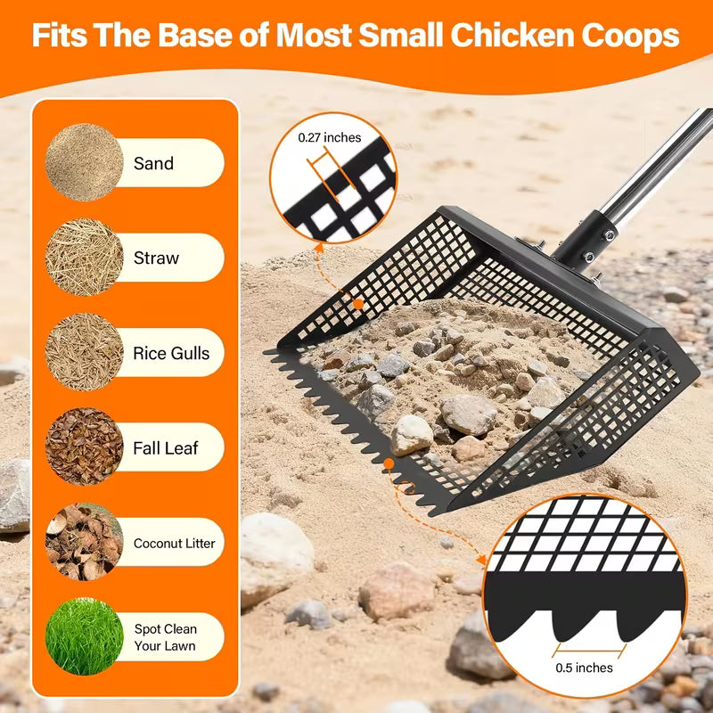 2-in-1 Horse & Chicken Poop Scooper with Adjustable Handle