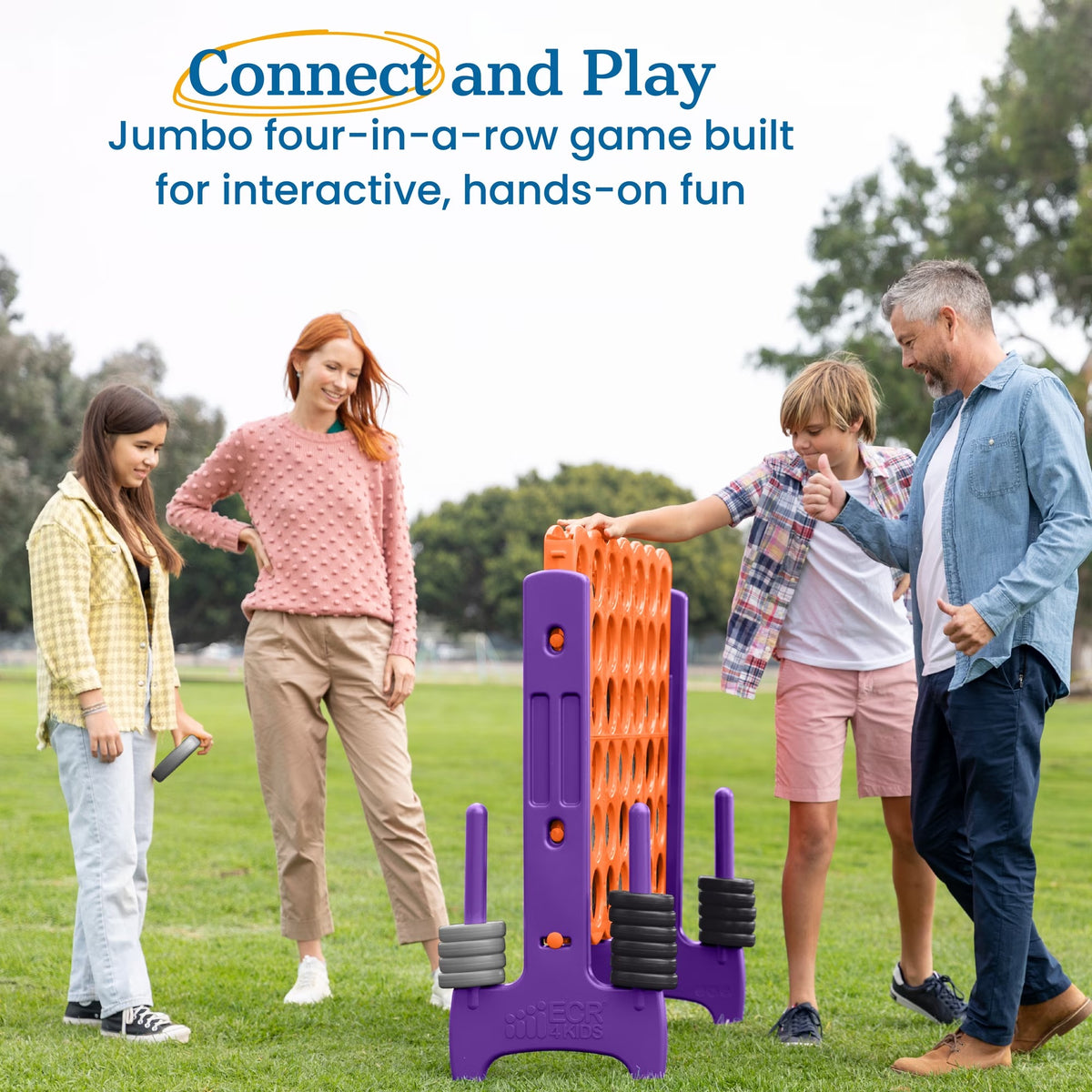 ECR4Kids Jumbo 4-To-Score Giant Game with 42 Rings and Reset Sliders, Outdoor Games, Orange, Purple