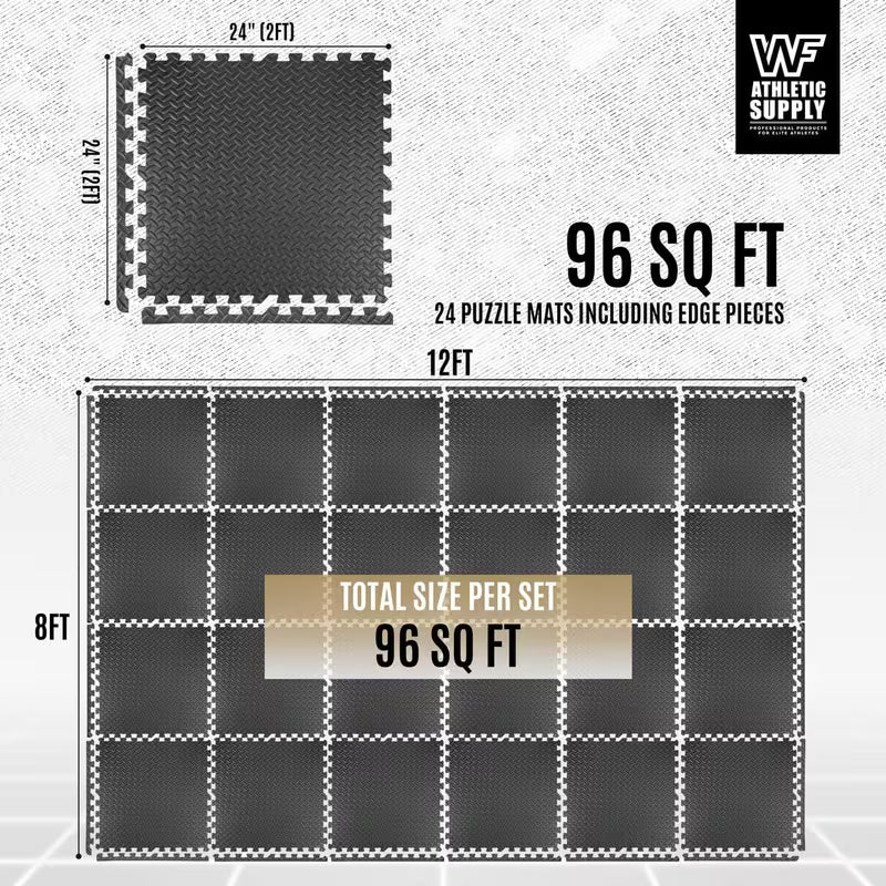 CAPHAUS EVA Foam Floor Tiles – 24 Pack (96 Sq. Ft.)