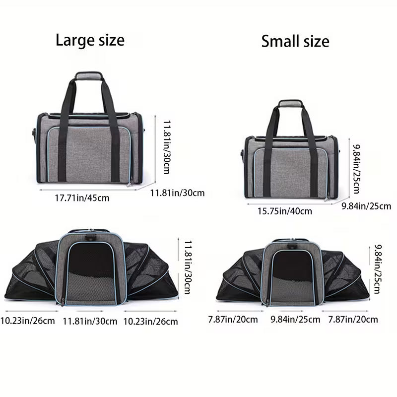 Expandable Airline Approved Pet Carrier for Small Dogs & Cats
