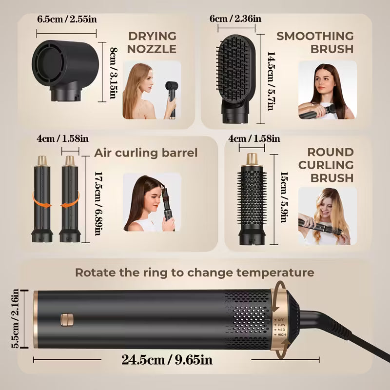 5-in-1 Hot Air Hair Styler Brush with Negative Ion Technology