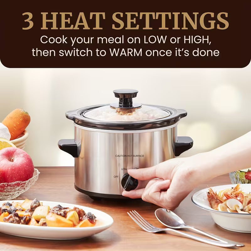 2QT Slow Cooker with Adjustable Temperature