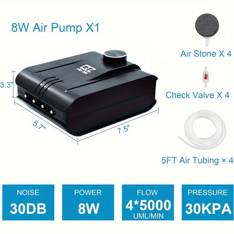 4-Outlet Quiet Aquarium Air Pump for Fish Tanks Up to 400 Gallons