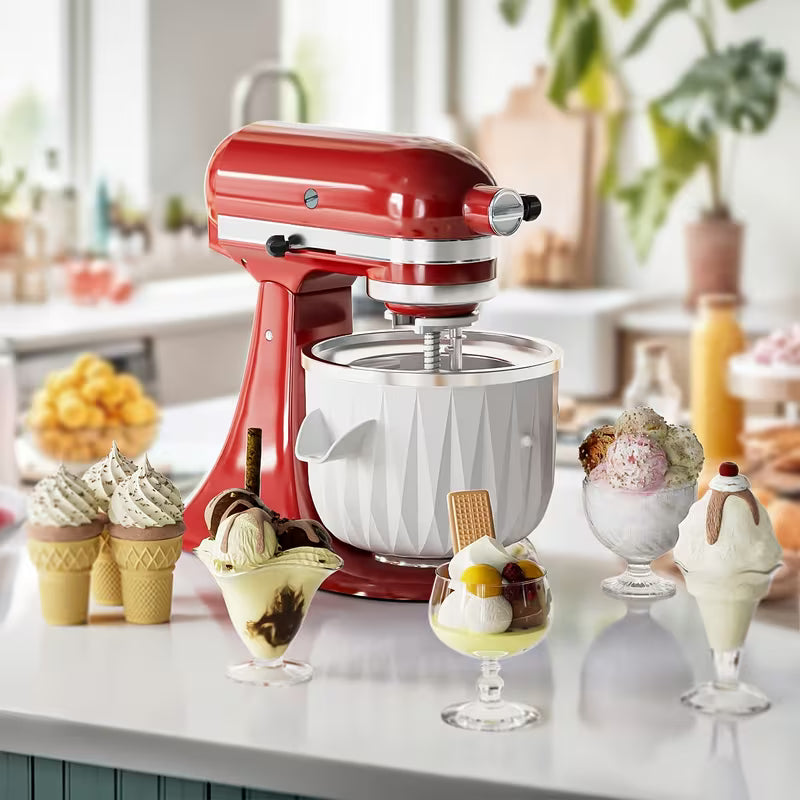 2QT Ice Cream Maker Attachment for KitchenAid Mixers