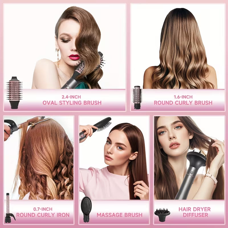 5-in-1 Hot Air Styling Comb Set with Negative Ion Hair Dryer Brush