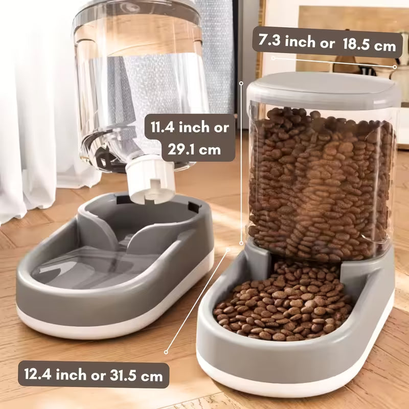 2PCS Automatic Dog Food & Water Dispenser Set – 8LB Capacity