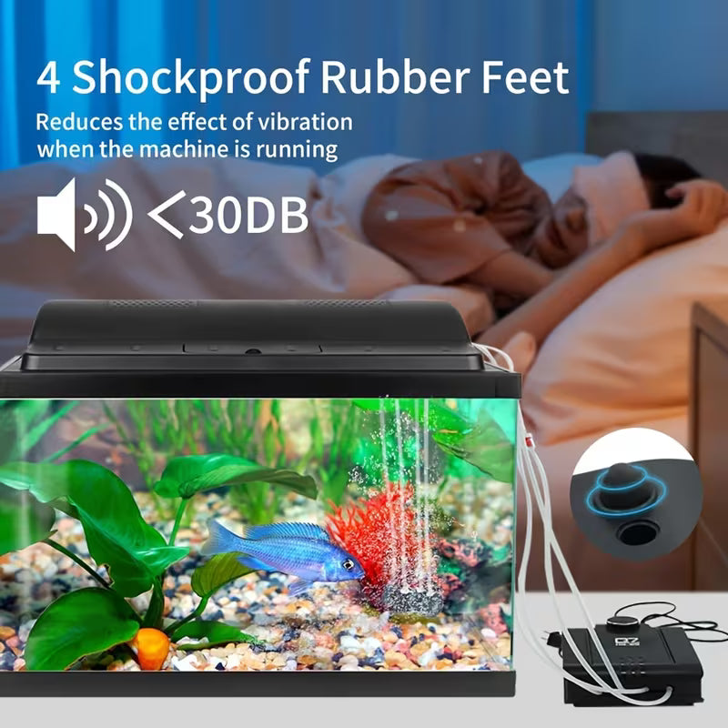 4-Outlet Quiet Aquarium Air Pump for Fish Tanks Up to 400 Gallons