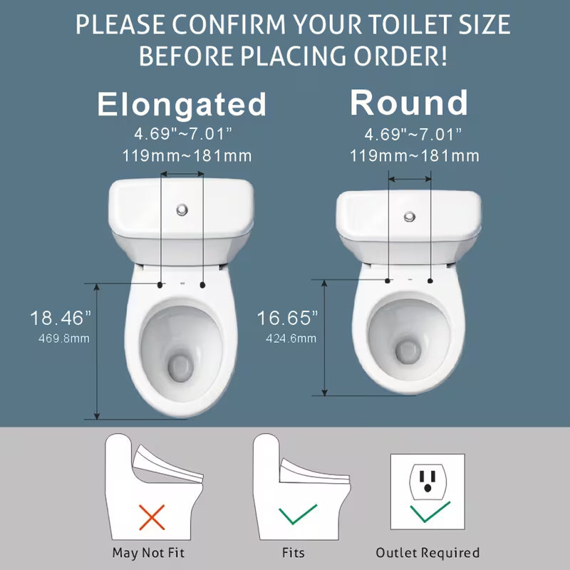 Bidet Toilet Seat with Warm Water & Air Dryer
