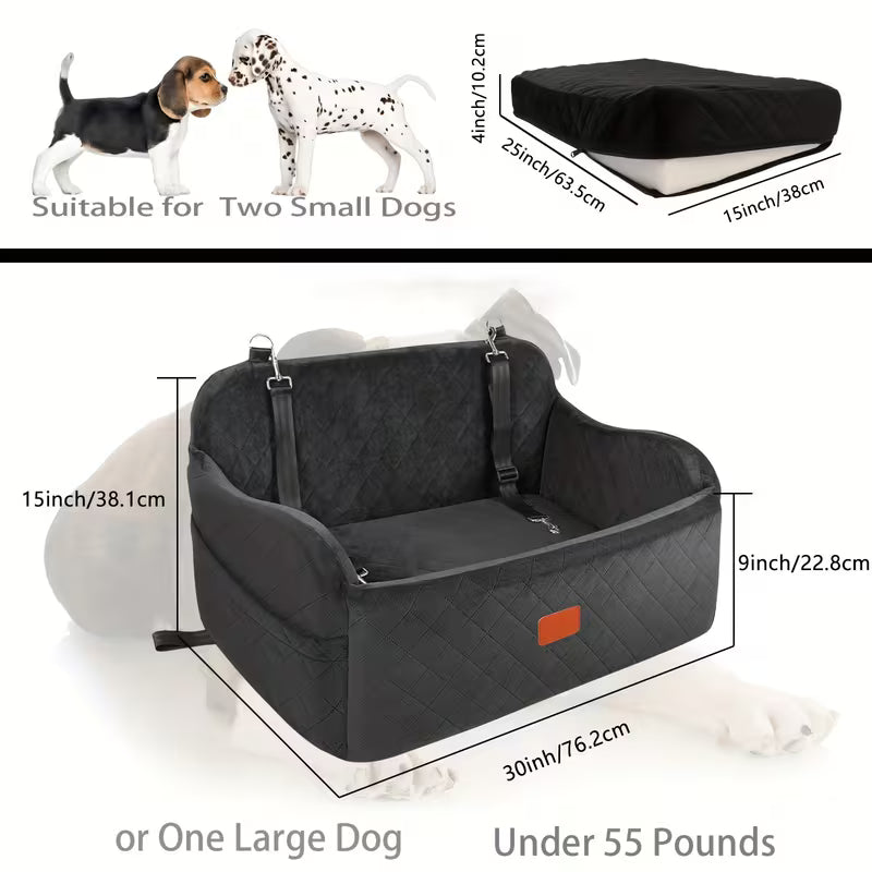 Dog Car Seat Bed for Medium & Large Dogs – Washable Travel Seat
