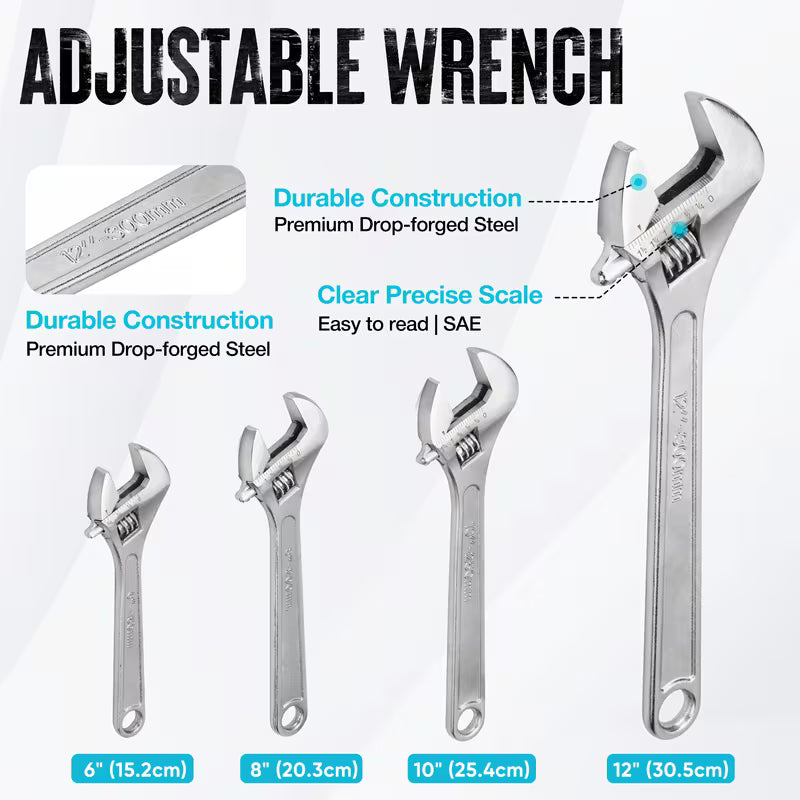 8-Piece Adjustable Wrench & Pliers Tool Set