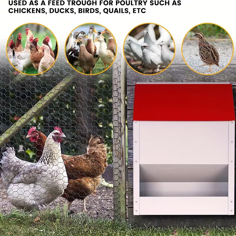 SXTSXT Automatic Wall-Mounted Metal Chicken Feeder 10LB/25LB