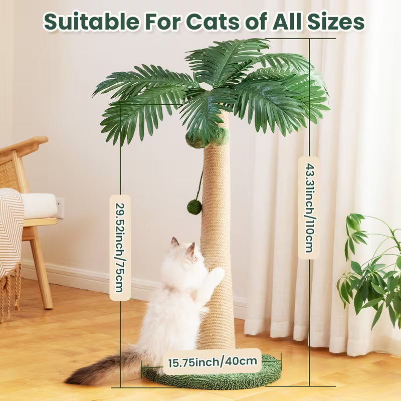 TSCOMON 43" Cat Scratching Post with Sisal & Hanging Toys