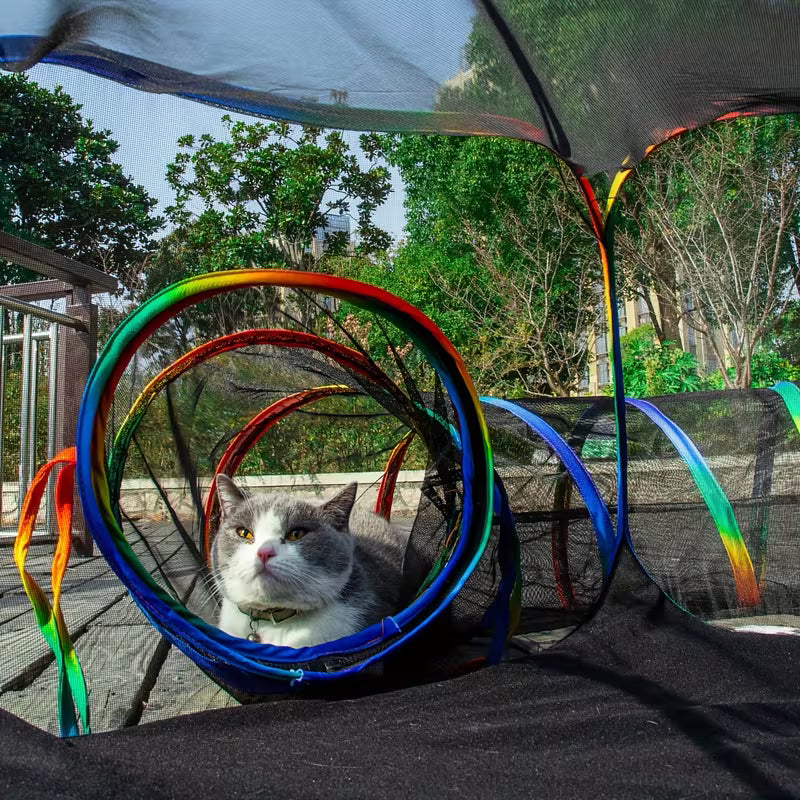 Outdoor Cat Enclosure - Portable Catio Outdoor Cat Tent - Cage Free Outside Cat Playpen Pet Enclosure - Enclosed Cat Run - Cat Tunnel Outdoor Cat Tunnels for Indoor Cats & Small Animals