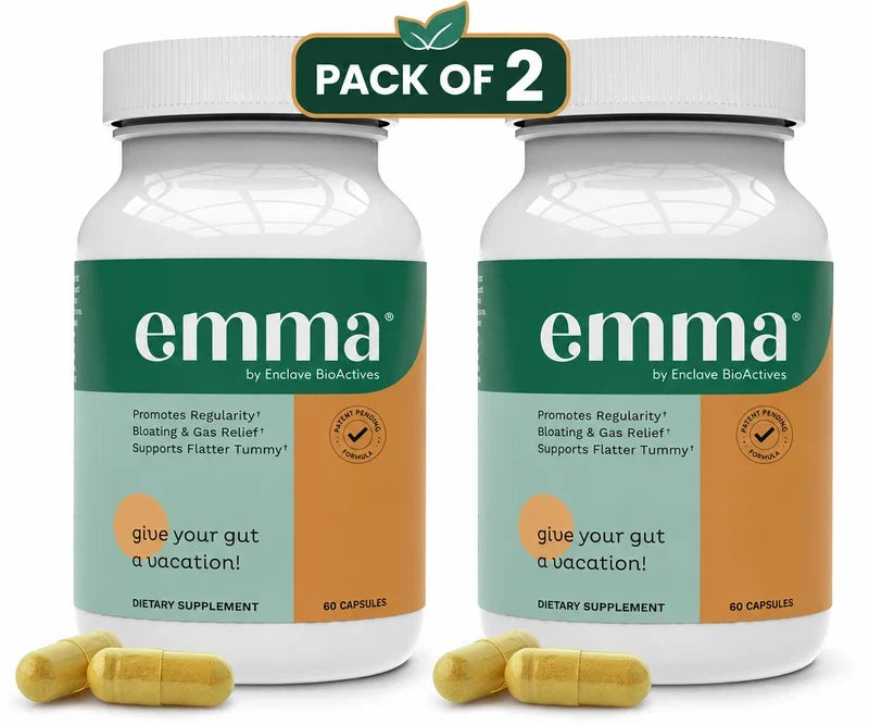 Emma Gut Health Doctors Endorsed Supplement 60 Capsules -Relief from Gas 2 Pac