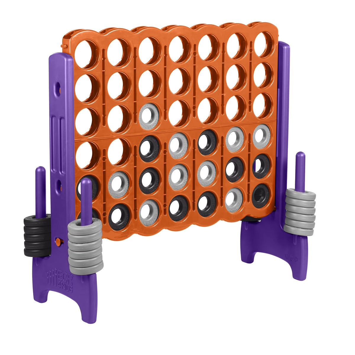 ECR4Kids Jumbo 4-To-Score Giant Game with 42 Rings and Reset Sliders, Outdoor Games, Orange, Purple