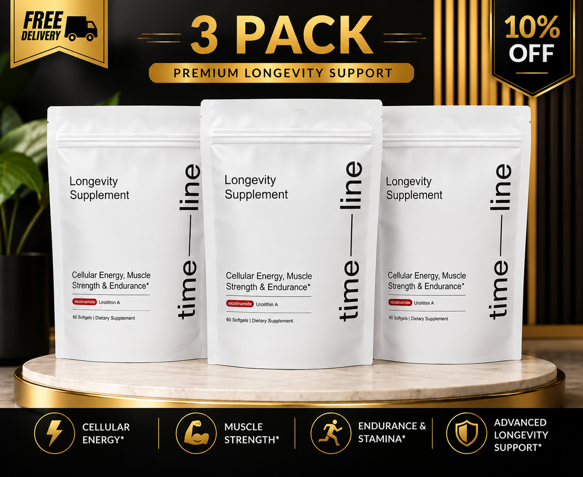 Timeline Longevity Supplement – 3 Pack, 60 Softgels Each, Cellular Energy & Muscle Support