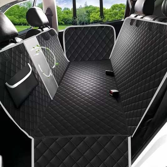 Waterproof Dog Car Seat Cover Hammock with Mesh Window & Pockets