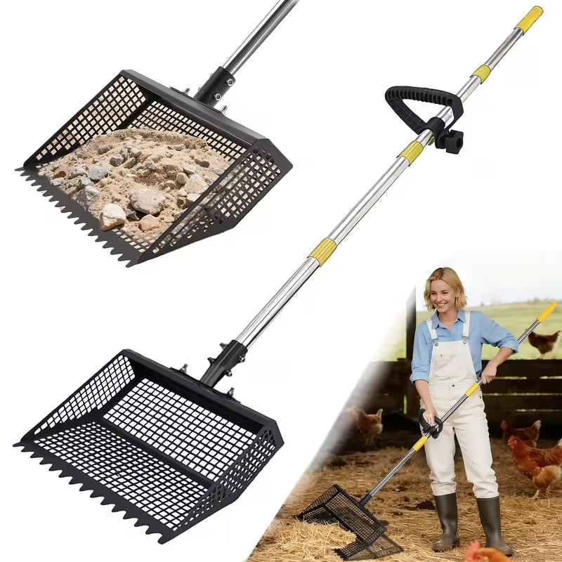 2-in-1 Horse & Chicken Poop Scooper with Adjustable Handle