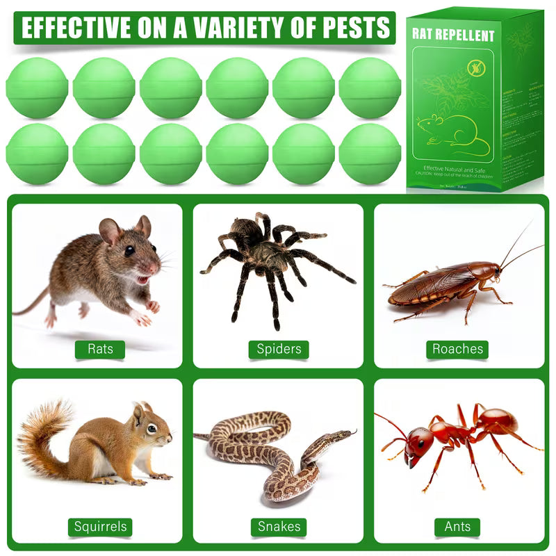 12-Pack Peppermint Rodent & Pest Repellent Balls for Indoor & Outdoor