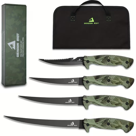 Fish Fillet Boning Knife Set with Sharpener & Storage Bag