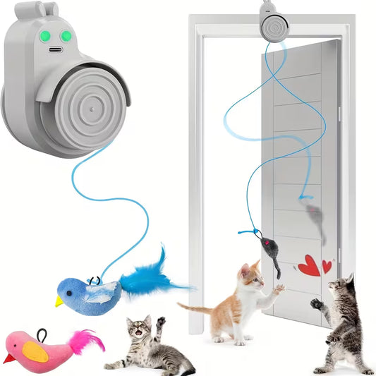 Interactive Electric Flying Bird Cat Toy with Feather Teaser