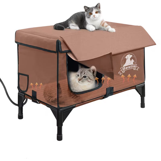 3-in-1 Cat House with Elevated Bed & Cozy Cushion