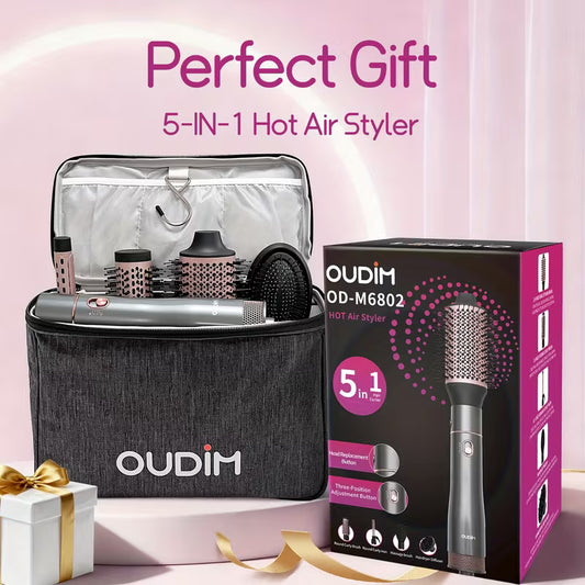 5-in-1 Hot Air Styling Comb Set with Negative Ion Hair Dryer Brush
