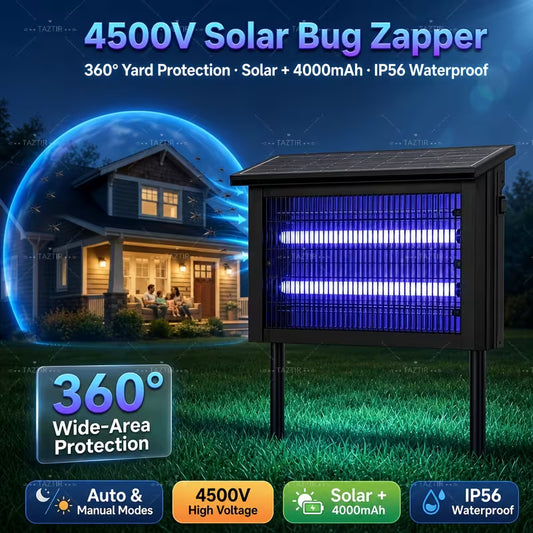 4500V Solar Bug Zapper with 4000mAh Battery – IP56 Waterproof