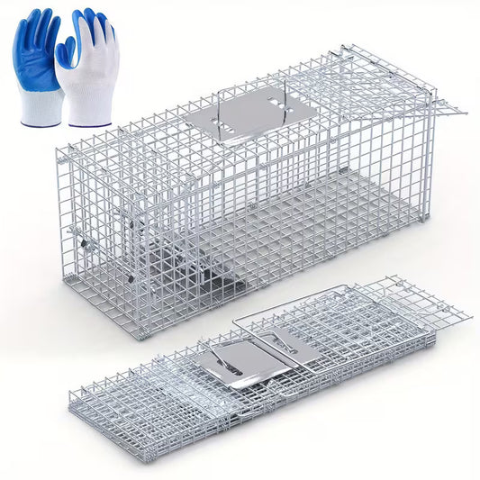 25.6" Humane Live Animal Trap Cage – Heavy-Duty Folding Design
