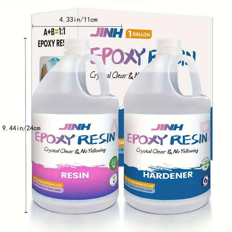 JINH 1 Gallon Crystal Clear Epoxy Resin Kit with Hardener
