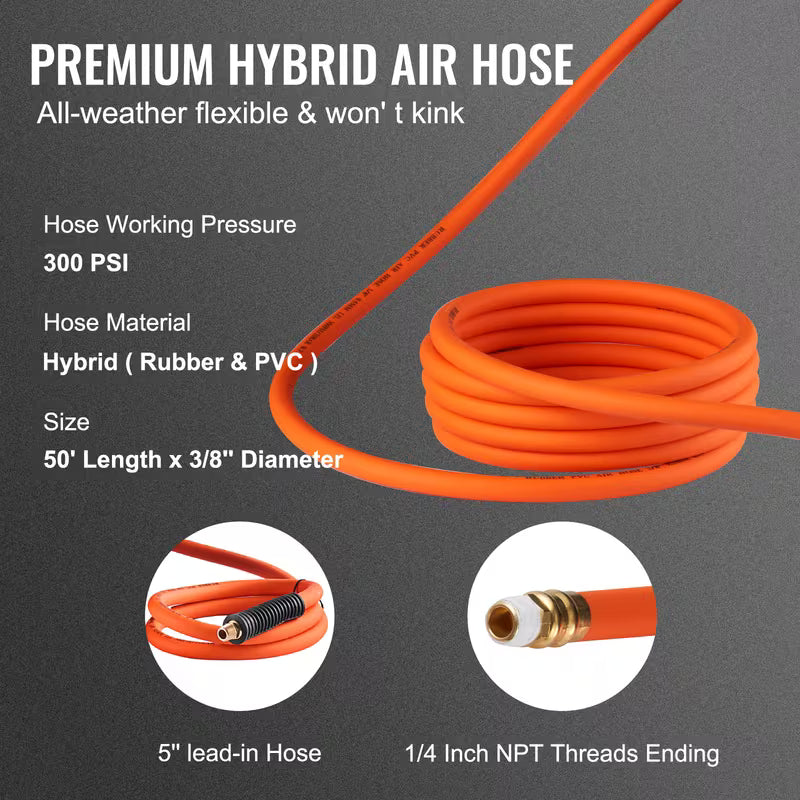 VEVOR 50FT Retractable Air Hose Reel – 300 PSI