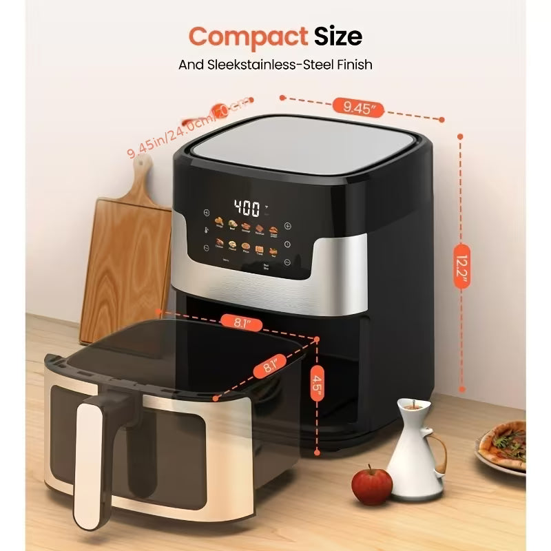 [10-in-1 Air Fryer] 10-in-1 Digital LED Touch Screen Air Fryer, 7.5QT Oilless Cooker With 10 Preset Cookings, Dishwasher-Safe Basket & 100pcs Air Fryer Paper Liners