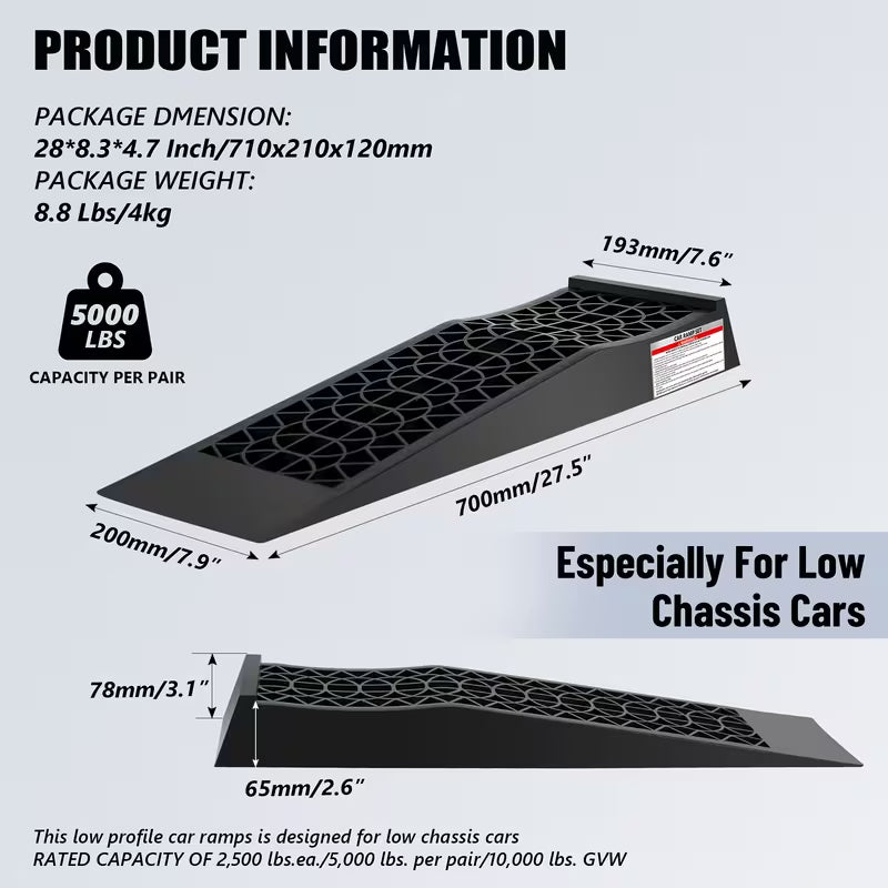 2-Pack Heavy-Duty Car Ramps – Up to 16,000 lbs