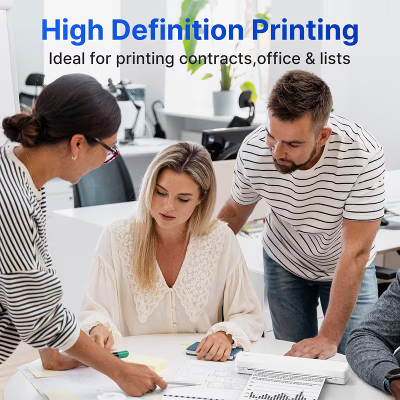 A4 Portable Printer Wireless come with 20sheets Paper, Thermal Inkless Printer, Small Compact Printer Support 8.5x11 inch Folding Paper/Rolling/Tattoo Paper, Compatible with Laptop Phone And Pad, Suitable for Home, Office, School And Travel