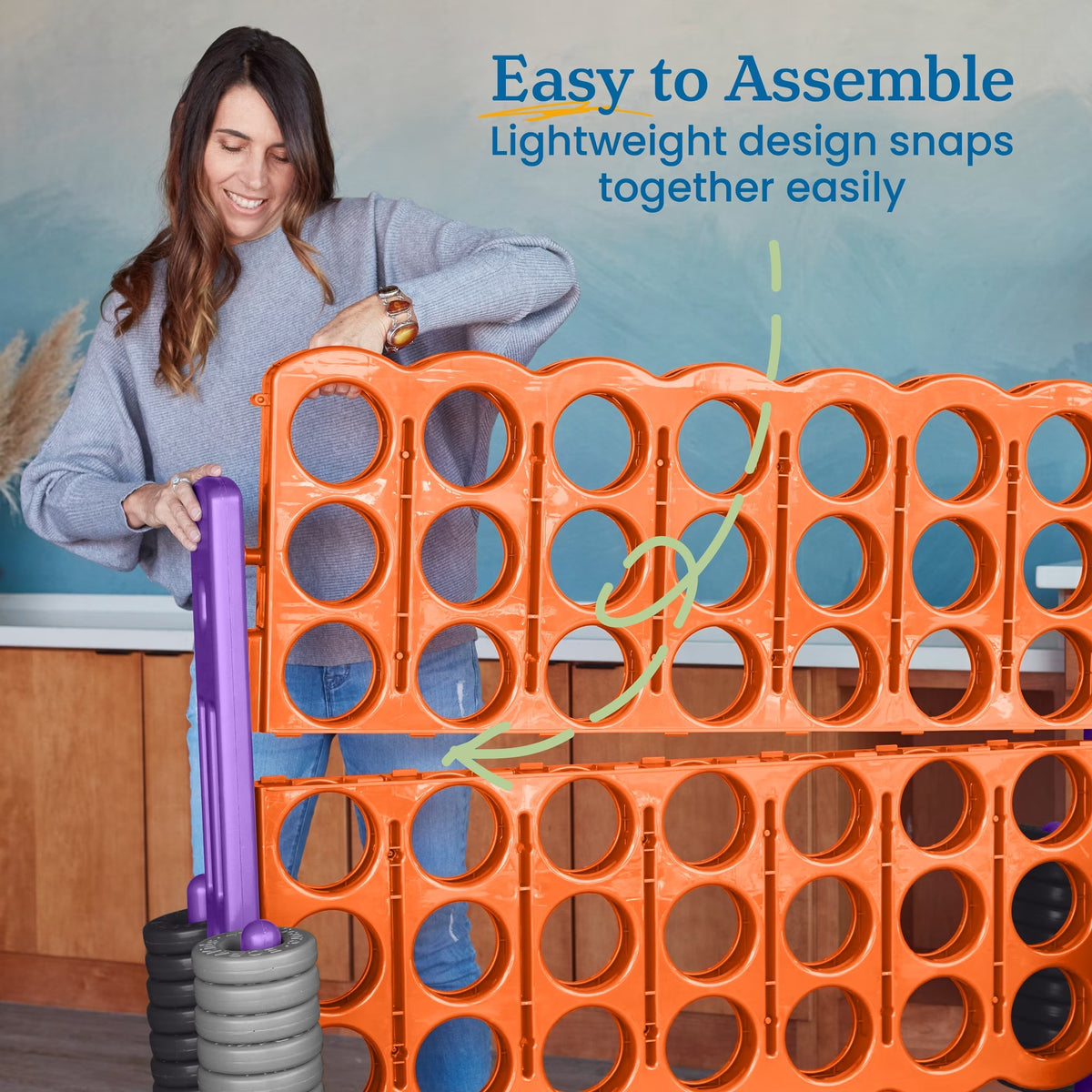 ECR4Kids Jumbo 4-To-Score Giant Game with 42 Rings and Reset Sliders, Outdoor Games, Orange, Purple