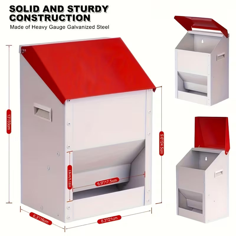 SXTSXT Automatic Wall-Mounted Metal Chicken Feeder 10LB/25LB