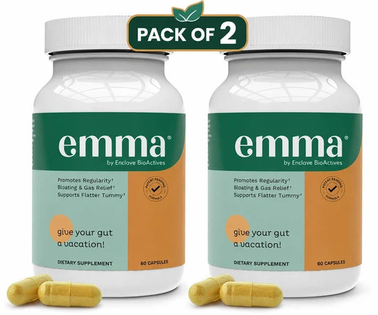 Emma Gut Health Doctors Endorsed Supplement 60 Capsules -Relief from Gas 2 Pac