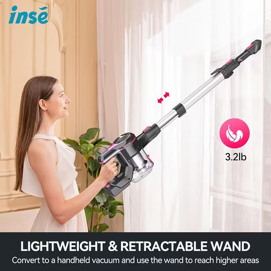 INSE Corded And Cordless Vacuum Cleaner For Home, 35-70KPA 6-in-1Rechargeable Powerful Handheld Vacuum Cleaner/Detachable Battery, Running Time 45 Minutes, 50.5 Oz Dust Cup, LED Brush, Vacuum Cleaners For Home, Hardwood Floor, Carpet And Pet Hair