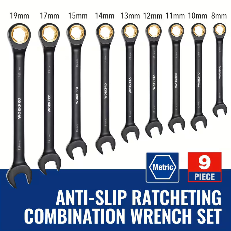 WORKPRO 9-Piece Metric Ratcheting Wrench Set