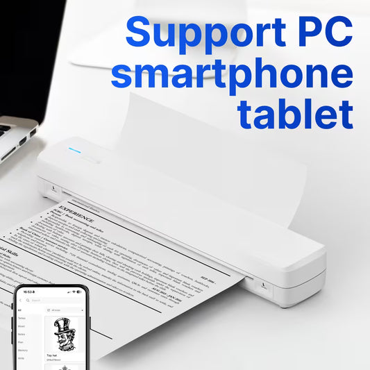 A4 Portable Printer Wireless come with 20sheets Paper, Thermal Inkless Printer, Small Compact Printer Support 8.5x11 inch Folding Paper/Rolling/Tattoo Paper, Compatible with Laptop Phone And Pad, Suitable for Home, Office, School And Travel