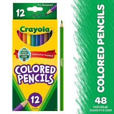 Crayola 12ct Colored Pencils, Assorted Colors, Pre-sharpened, (Case Contains 48 Packs), Bulk School Supplies