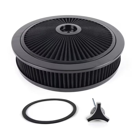 Universal 14x3" aluminum air cleaner top assembly.