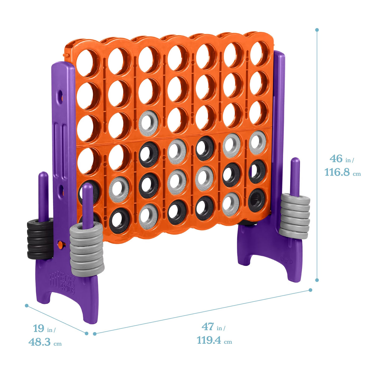 ECR4Kids Jumbo 4-To-Score Giant Game with 42 Rings and Reset Sliders, Outdoor Games, Orange, Purple