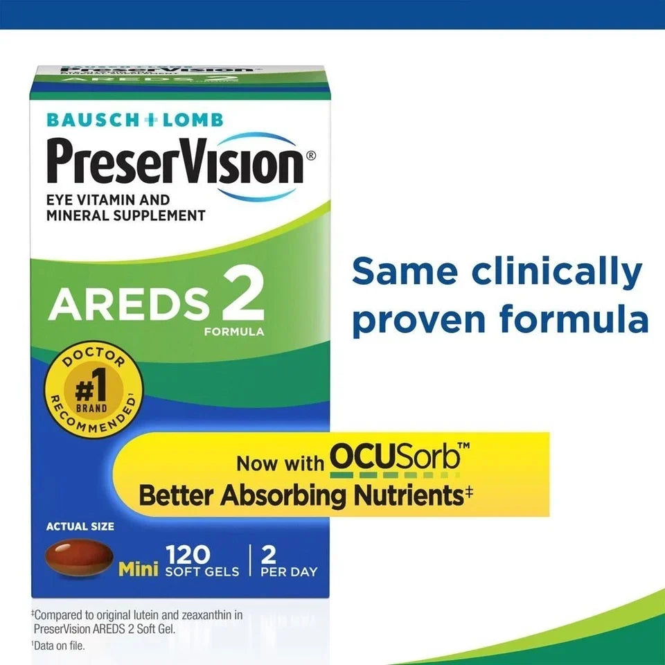 PreserVision Areds 2 Formula Eye Vitamin & Mineral Supplement Soft-Gels, 120 Ct