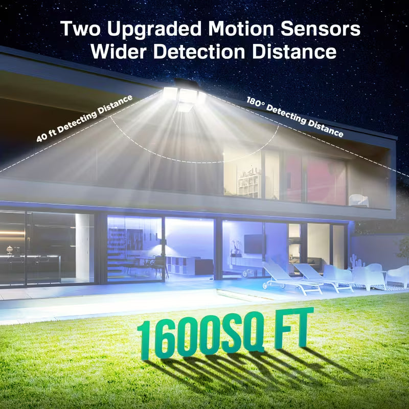 Solar Outdoor Light - 4 Head Light Motion Sensor Outdoor Light, IP65, 270° Wide Lighting Angle Wall Sconce for Garden Restaurants, Hotels, Garage Other Commercial Commercial Solar Lights