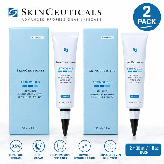 SkinCeuticals Retinol 0.5 Refining Night Cream 0.5% Pure Retinol – 2 Pack, 30ml Each